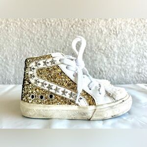 VINTAGE HAVANA Glitter High Zipper Lace Sneakers Shoes Casual Toddler Size 8